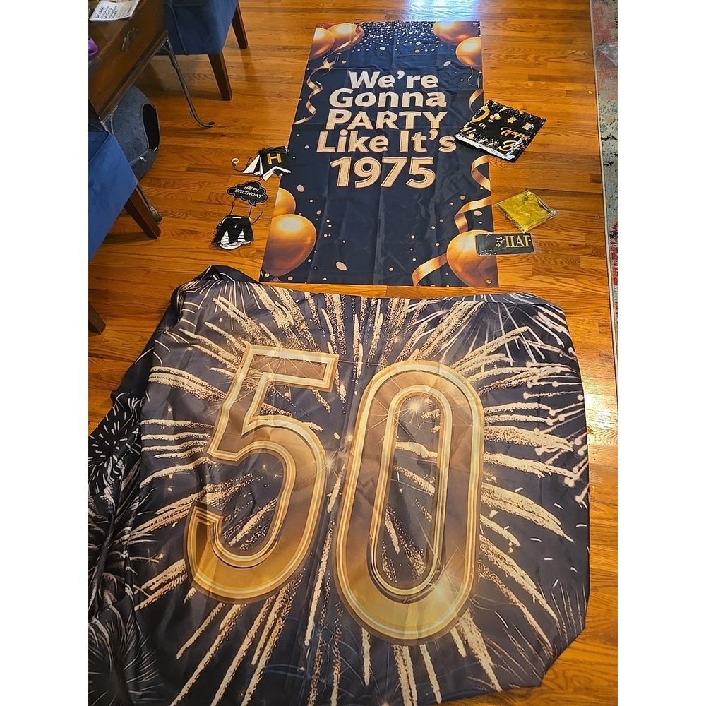 50Th Birthday Decorations Men Women Happy Decoration Banners Large Golden Balloo